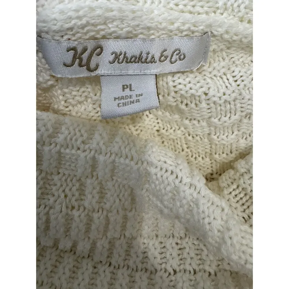 KC Khakis & Co. Ivory Cowl Neck Sweater Tunic Cozy Cotton Women's Size Large